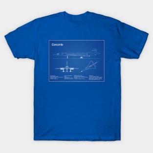 Concorde - Airplane Blueprint - AD T-Shirt